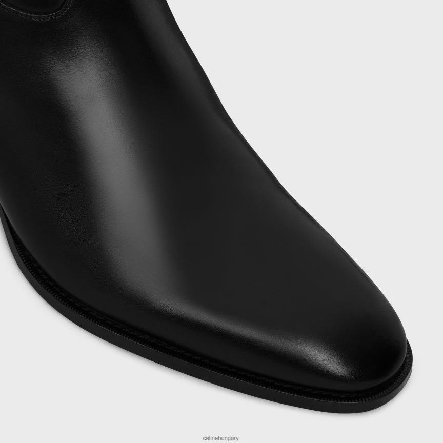cipő CELINE gyógyszertári hátsó csatos cipzáras csizma fényes borjúbőrből fekete férfiak J6P4882036