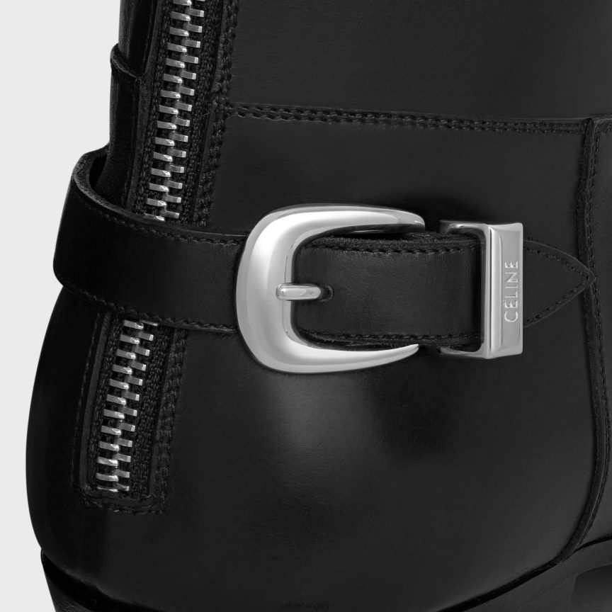 cipő CELINE gyógyszertári hátsó csatos cipzáras csizma fényes borjúbőrből fekete férfiak J6P4882036
