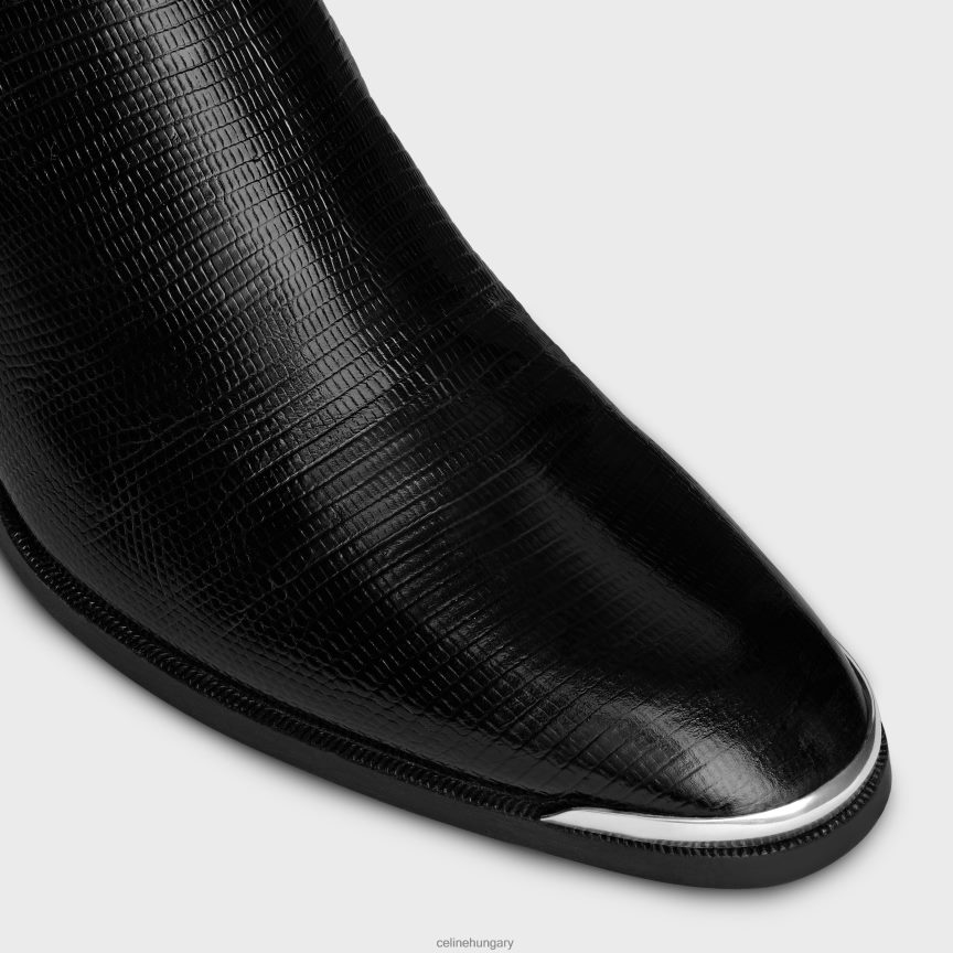 cipő CELINE nyugati chelsea isaac csizma hevederrel és fém orrral tejus pecsétes borjúbőrrel fekete férfiak J6P4882056