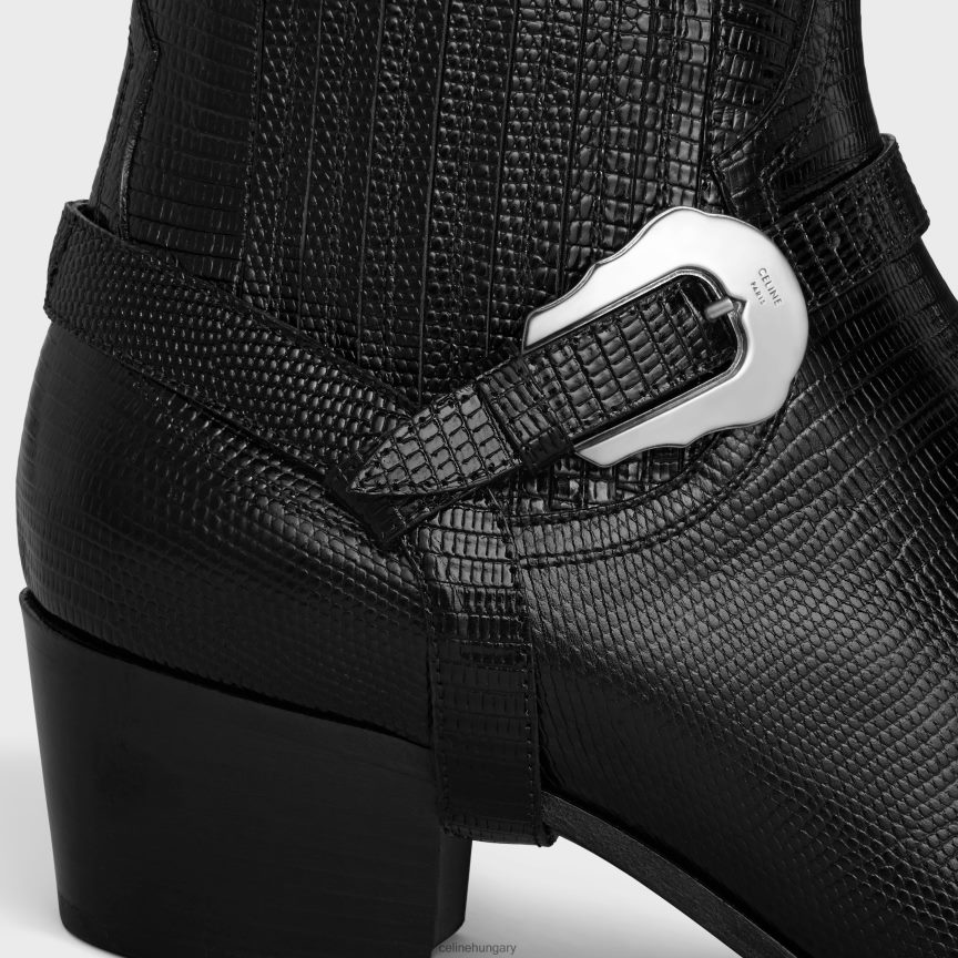 cipő CELINE nyugati chelsea isaac csizma hevederrel és fém orrral tejus pecsétes borjúbőrrel fekete férfiak J6P4882056