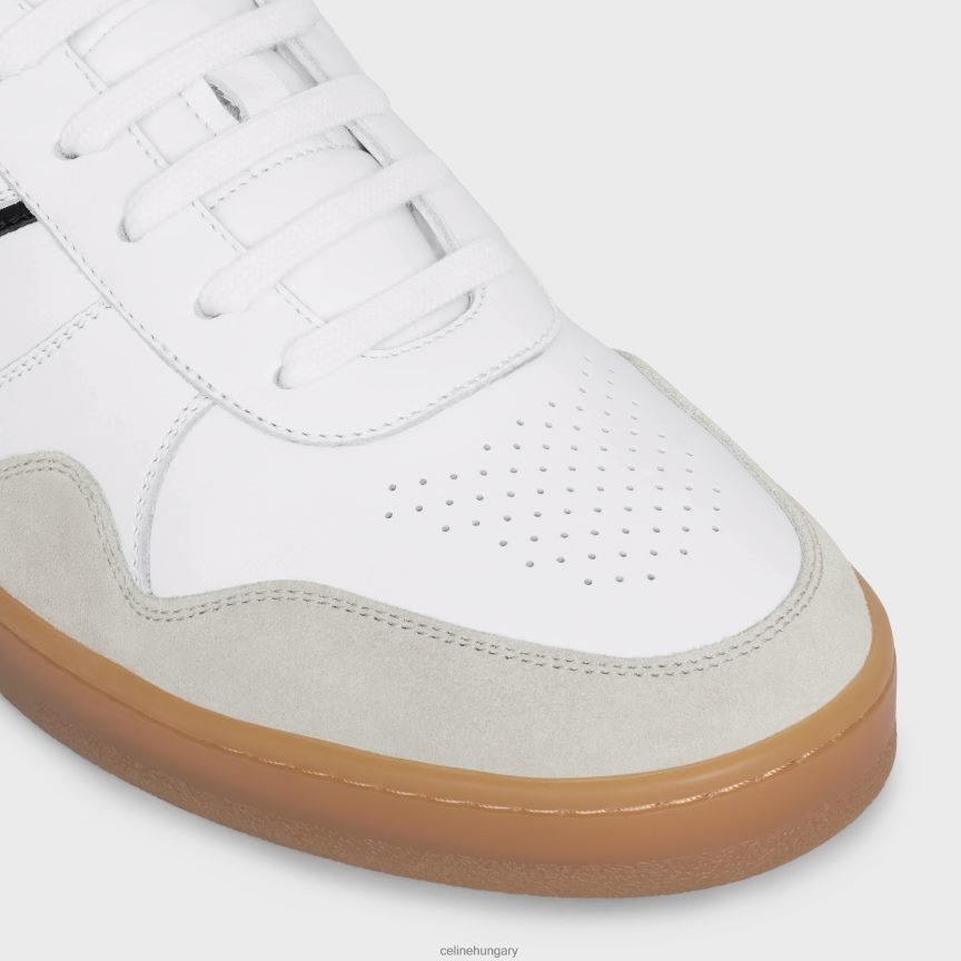 cipő CELINE edzőcipő alacsony fűzős tornacipő velúr borjúbőrből és borjúbőrből optika fehér/szürke/fekete/bézs férfiak J6P4882033