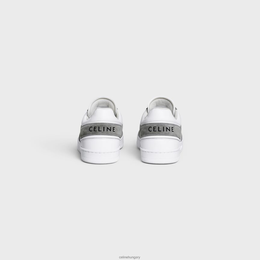 cipő CELINE edzőcipő alacsony fűzős tornacipő velúr borjúbőrből és borjúbőrből szürke/optikai fehér férfiak J6P4882041