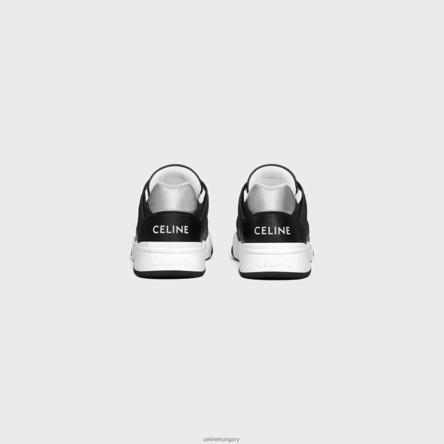 cipő CELINE tréner ct-07 alacsony fűzős tornacipő hálóból, borjúbőrből és laminált borjúbőrből fekete ezüst férfiak J6P4882031