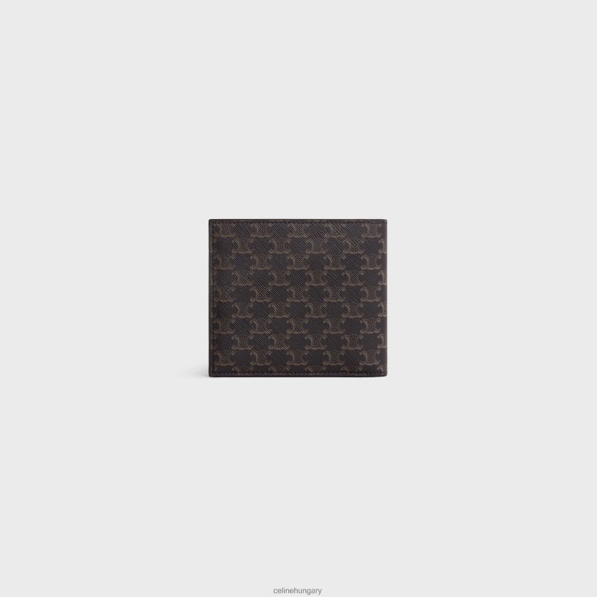 kiegészítők CELINE Kétszeresen összehajtható pénztárca érmetartóval, triumph vászonból fekete férfiak J6P4882133