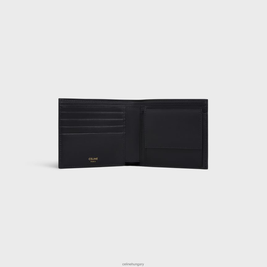 kiegészítők CELINE Kétszeresen összehajtható pénztárca érmetartóval, triumph vászonból fekete férfiak J6P4882133