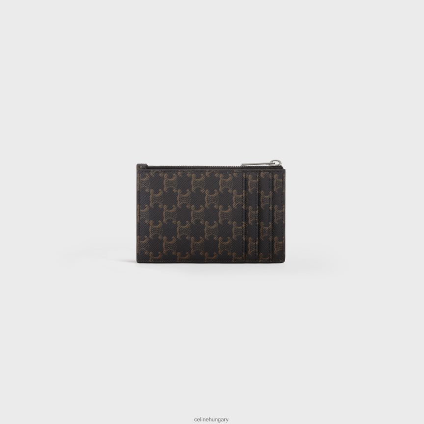 kiegészítők CELINE cipzáras kártyatartó triumph vászonból és báránybőrből Cser férfiak J6P4882126