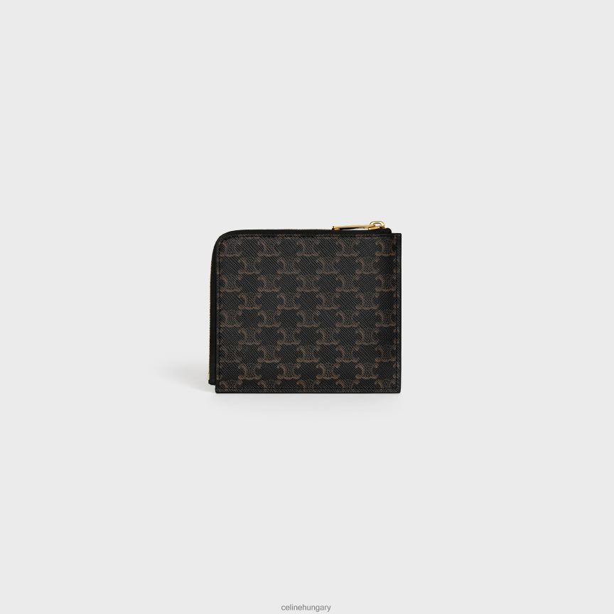 kiegészítők CELINE cipzáras pénztárca kivehető kártyatartóval triumph vászonból és báránybőrből Cser férfiak J6P4882128