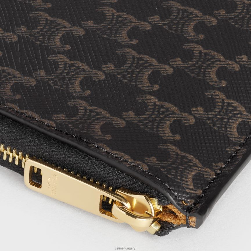 kiegészítők CELINE cipzáras pénztárca kivehető kártyatartóval triumph vászonból és báránybőrből Cser férfiak J6P4882128