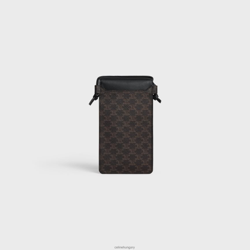 kiegészítők CELINE diadalvásznból és báránybőrből készült füles telefontáska fekete férfiak J6P4882143