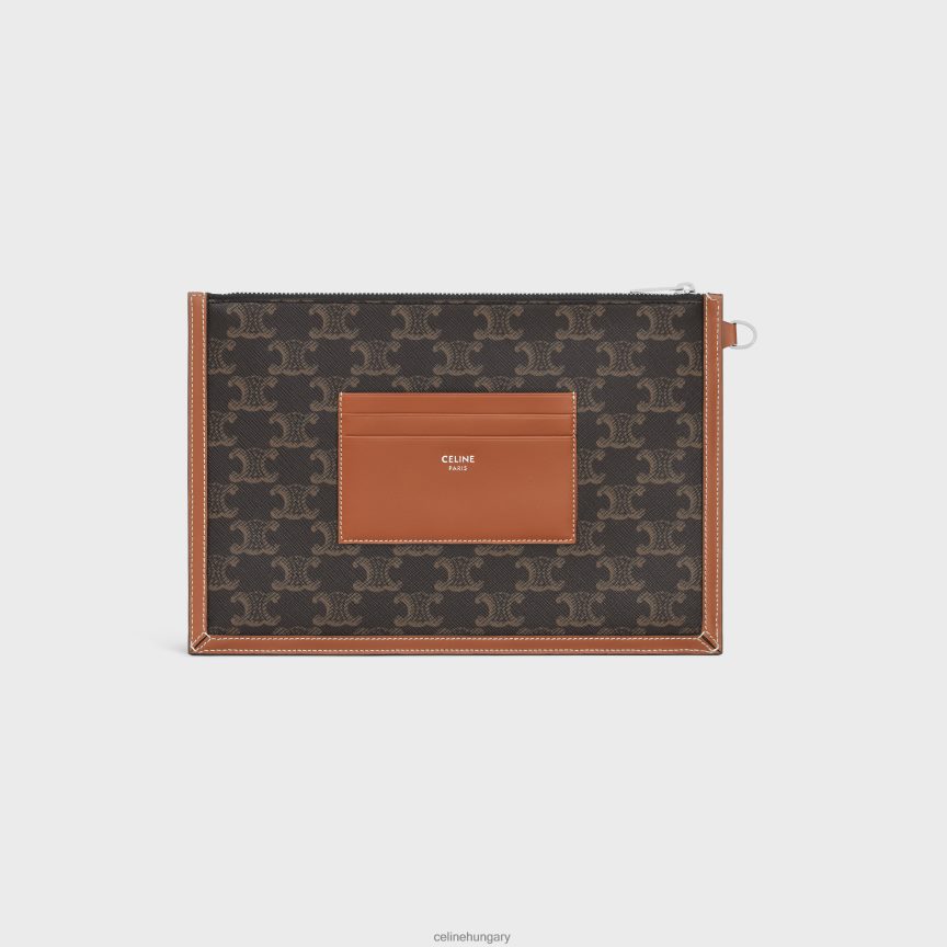 kiegészítők CELINE kis lapos tasak pánttal, triomphe vászon nyomattal Cser férfiak J6P4882144