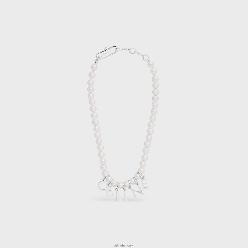 kiegészítők CELINE monochroms karkötő üveggyöngyből és sárgarézből ródium bevonattal elefántcsont/ezüst férfiak J6P4882289