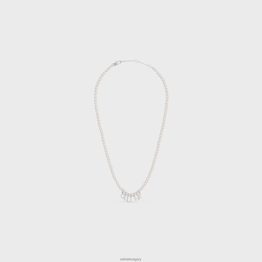 kiegészítők CELINE monochroms nyaklánc üveggyöngyből és sárgarézből ródium bevonattal elefántcsont/ezüst férfiak J6P4882287