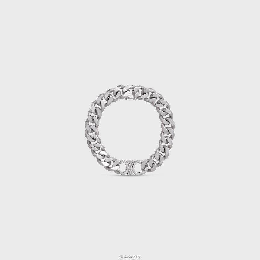 kiegészítők CELINE triomphe gourmette karkötő sárgarézből, ródium bevonattal ezüst férfiak J6P4882280