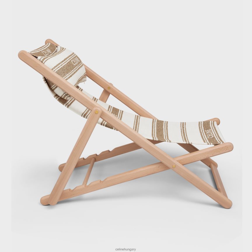 kiegészítők CELINE Fából és textilből készült nyugágy, jacquard barna/bézs férfiak J6P4881693