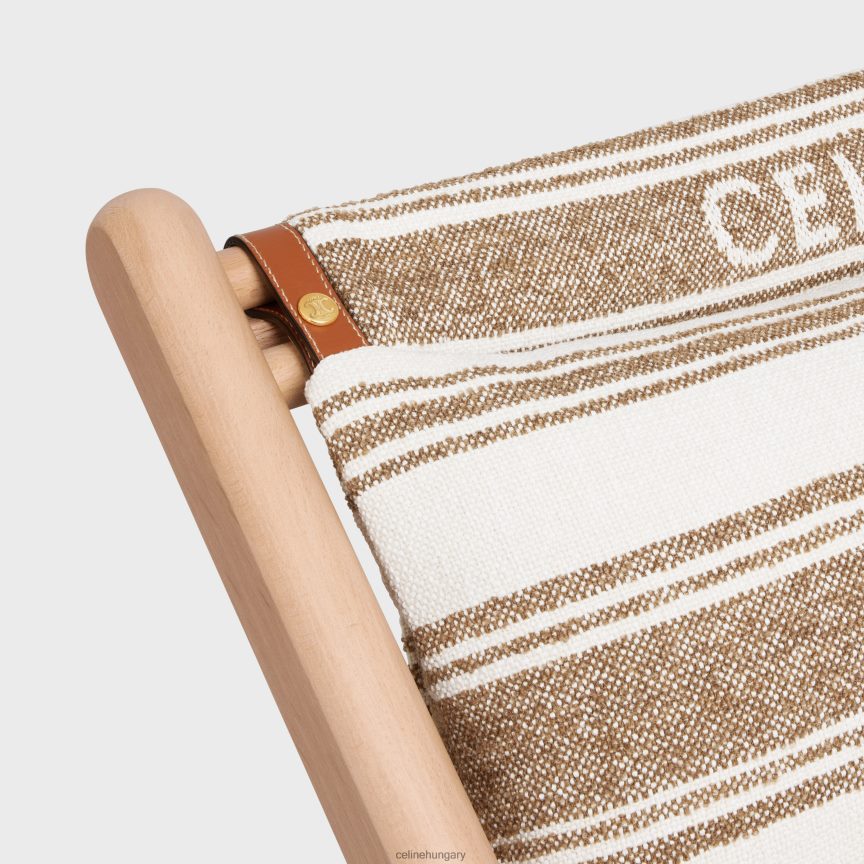 kiegészítők CELINE Fából és textilből készült nyugágy, jacquard barna/bézs férfiak J6P4881693