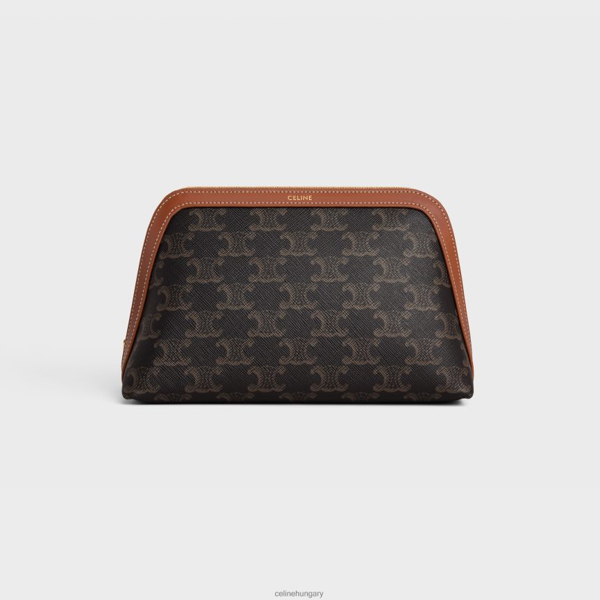 kiegészítők CELINE Közepes kozmetikai tasak triomphe vászonból és borjúbőrből Cser férfiak J6P4881572