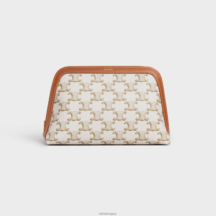 kiegészítők CELINE Közepes kozmetikai tasak triomphe vászonból és borjúbőrből fehér férfiak J6P4881575