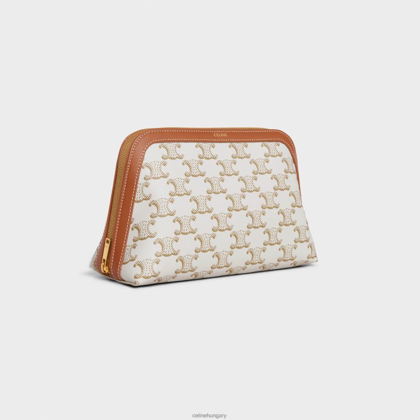 kiegészítők CELINE Közepes kozmetikai tasak triomphe vászonból és borjúbőrből fehér férfiak J6P4881575