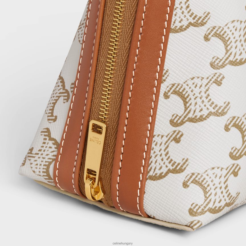 kiegészítők CELINE Közepes kozmetikai tasak triomphe vászonból és borjúbőrből fehér férfiak J6P4881575