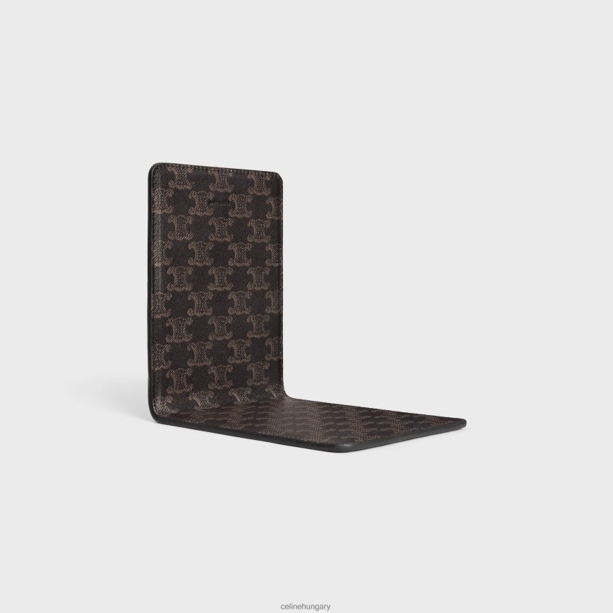 kiegészítők CELINE báránybőr könyvtartó triumphos vászonnyomattal fekete/barna férfiak J6P4881656
