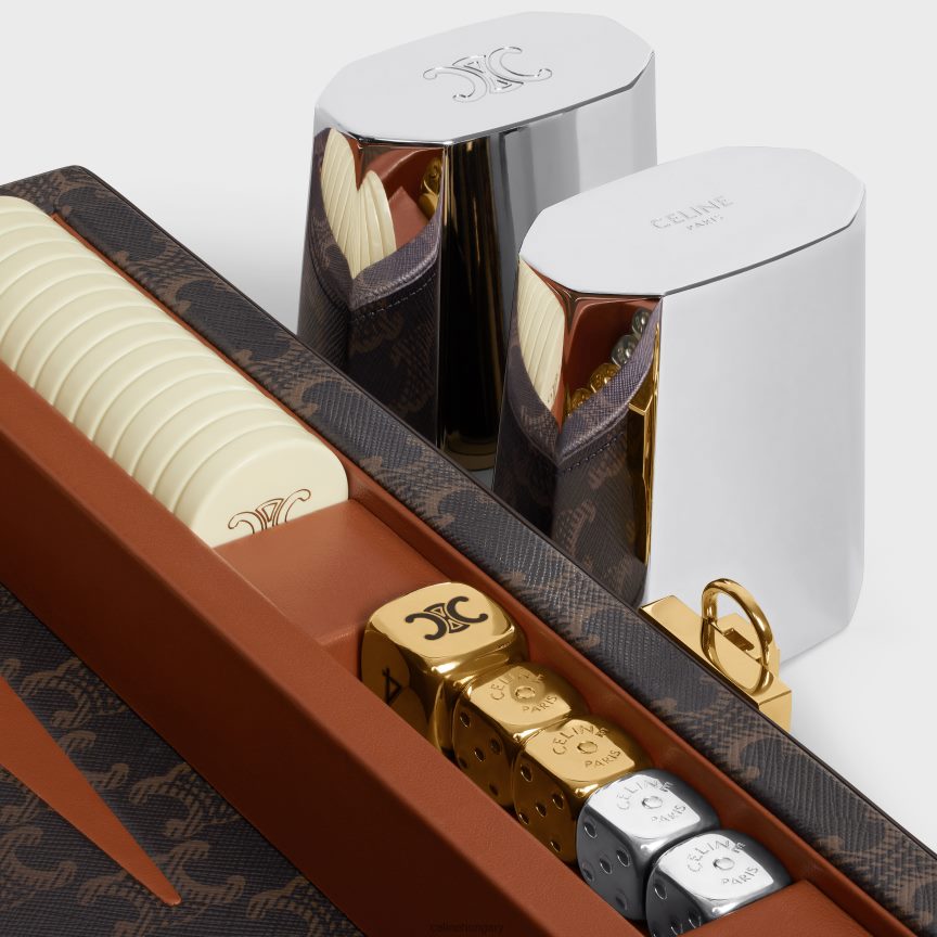 kiegészítők CELINE backgammon triomphe vászonban fekete/barna férfiak J6P4881663