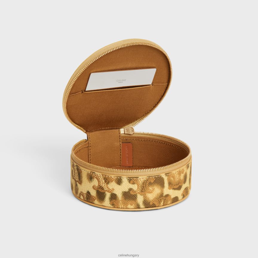 kiegészítők CELINE cipzáras kerek tok triomphe vászonból nyomattal és borjúbőrrel leopárd férfiak J6P4881570