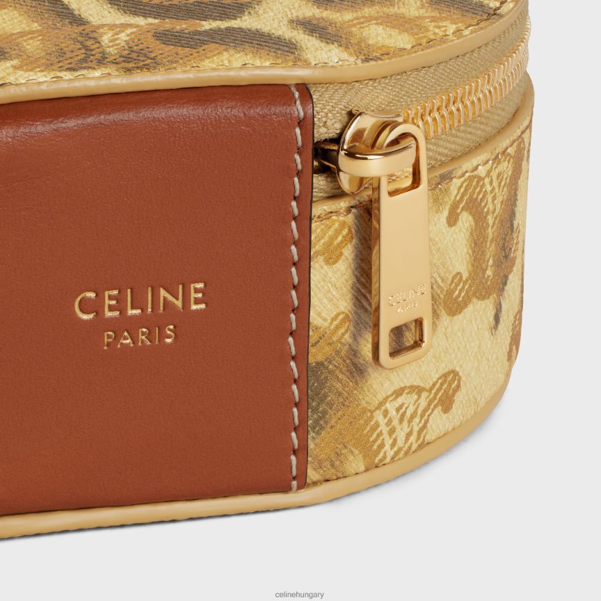 kiegészítők CELINE cipzáras kerek tok triomphe vászonból nyomattal és borjúbőrrel leopárd férfiak J6P4881570