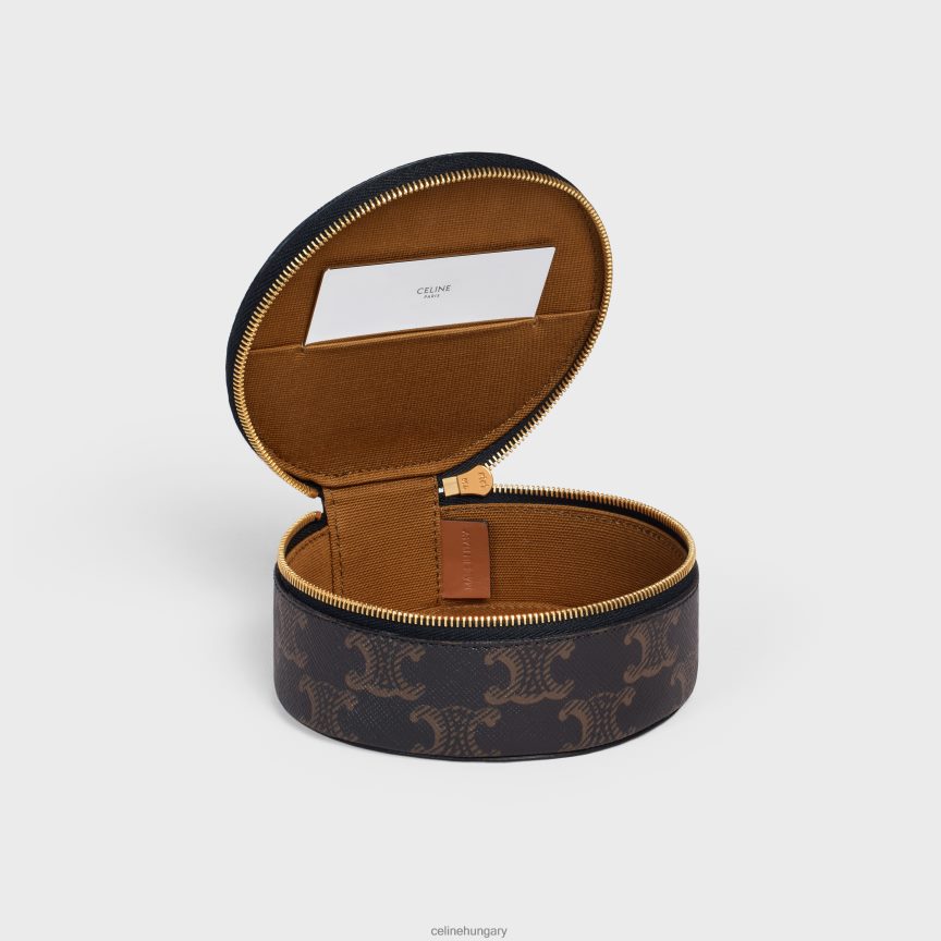 kiegészítők CELINE cipzáras kerek tok triumph vászonból és borjúbőrből Cser férfiak J6P4881592