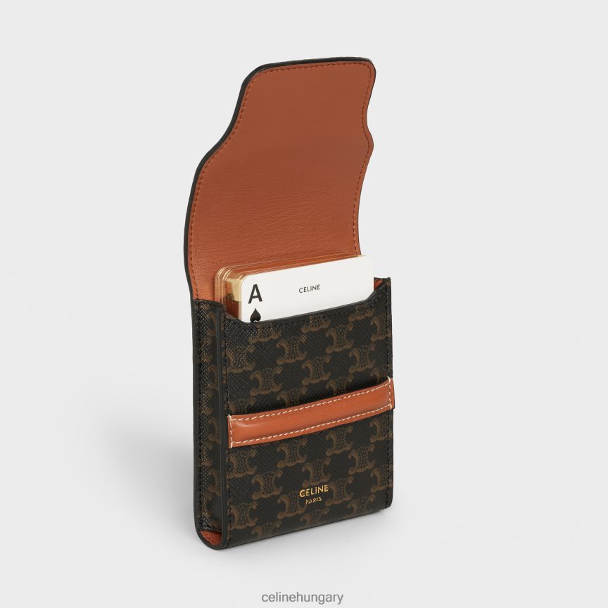 kiegészítők CELINE játékkártya tok triumf vászonból és báránybőrből fekete férfiak J6P4881670