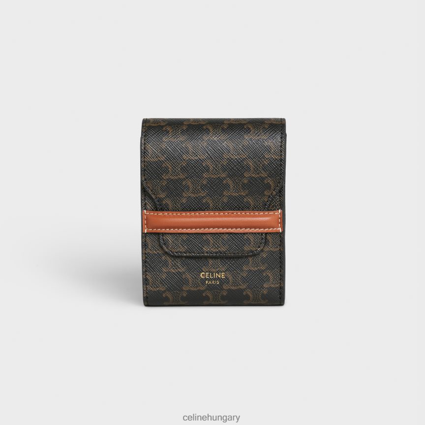 kiegészítők CELINE játékkártya tok triumph vászonból és báránybőrből fekete-fehér férfiak J6P4881669