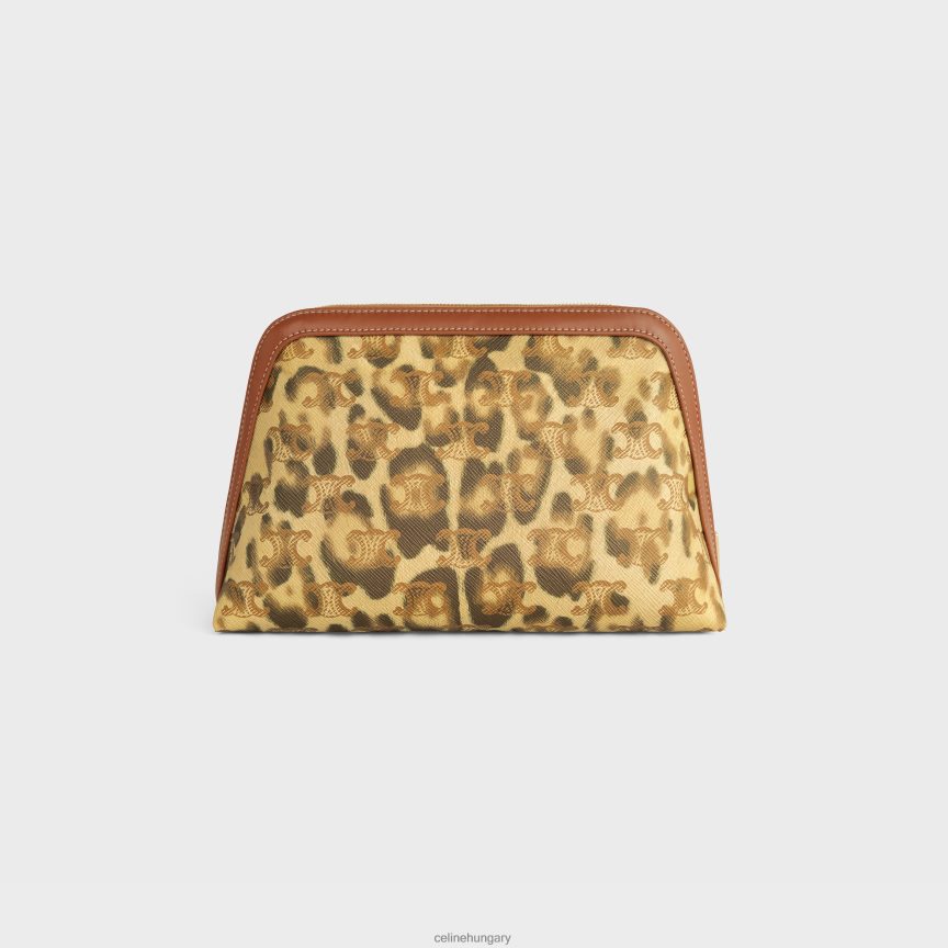 kiegészítők CELINE közepes kozmetikai tasak triomphe vászon nyomattal és borjúbőrrel leopárd férfiak J6P4881568