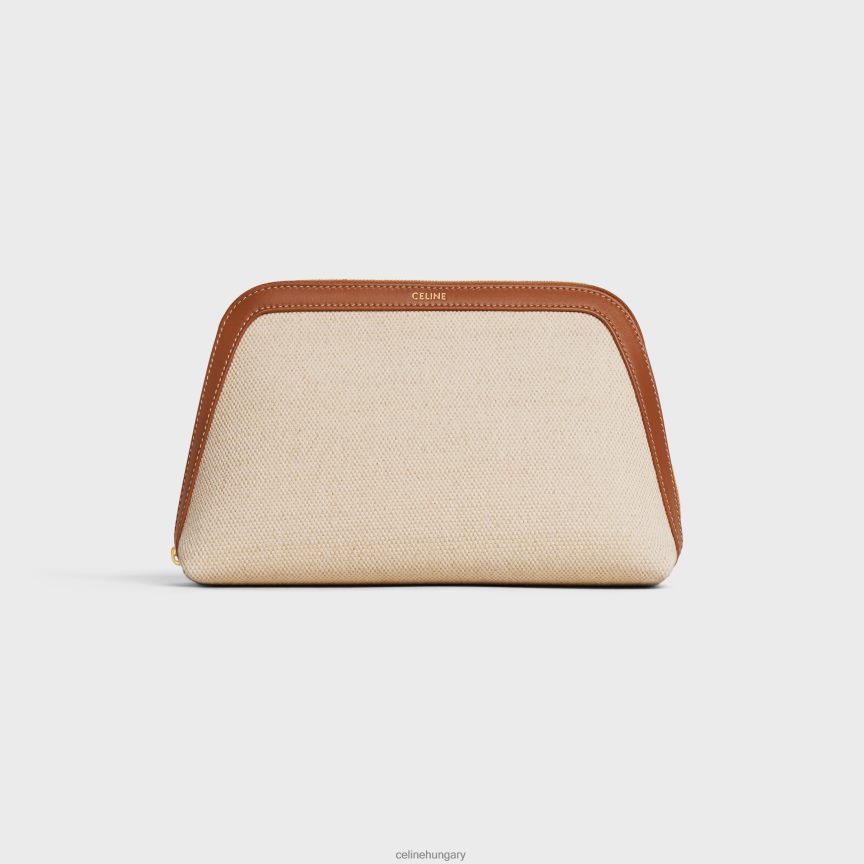 kiegészítők CELINE közepes méretű kozmetikai tasak textilből és borjúbőrből természetes/barna férfiak J6P4881578