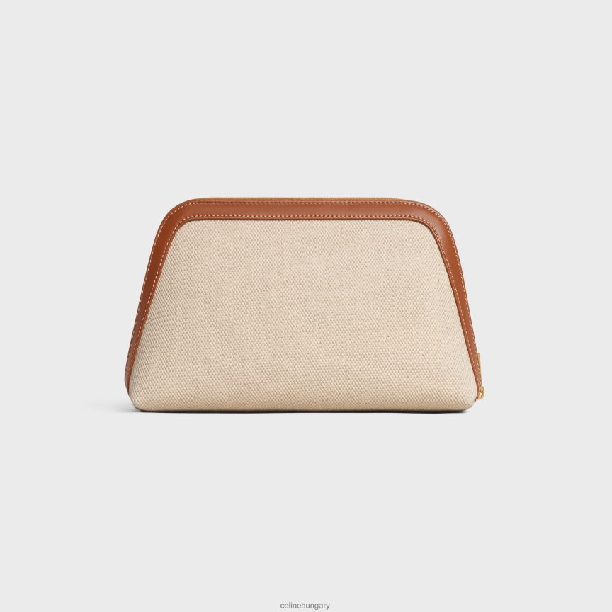 kiegészítők CELINE közepes méretű kozmetikai tasak textilből és borjúbőrből természetes/barna férfiak J6P4881578