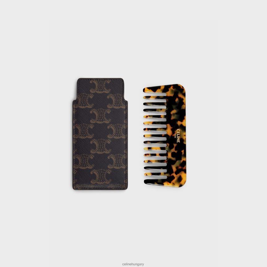 kiegészítők CELINE kis hajfésű triumph vászonban fekete/barna férfiak J6P4881614