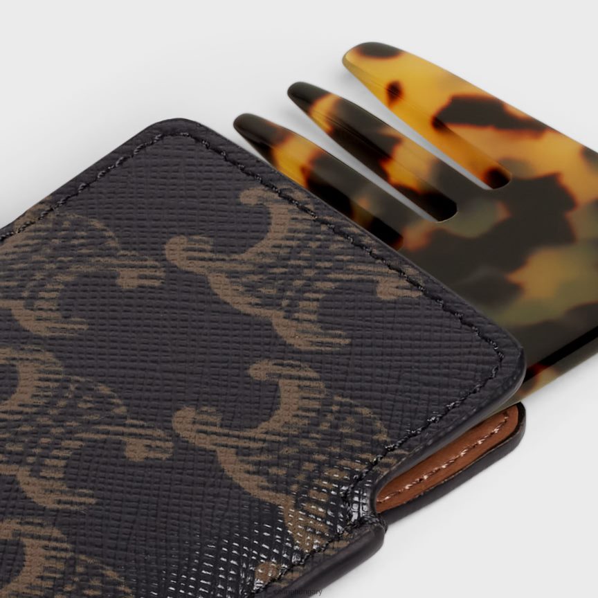 kiegészítők CELINE kis hajfésű triumph vászonban fekete/barna férfiak J6P4881614