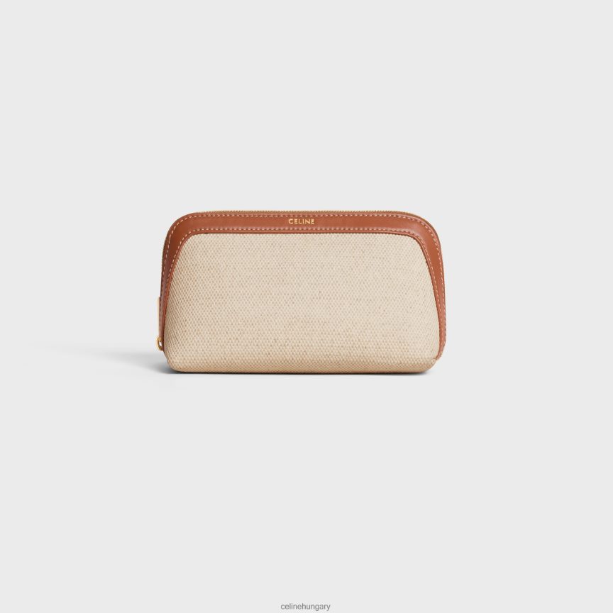 kiegészítők CELINE kis kozmetikai tasak textilből és borjúbőrből természetes/barna férfiak J6P4881579