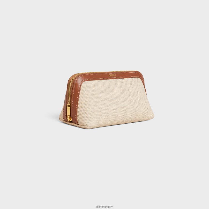 kiegészítők CELINE kis kozmetikai tasak textilből és borjúbőrből természetes/barna férfiak J6P4881579