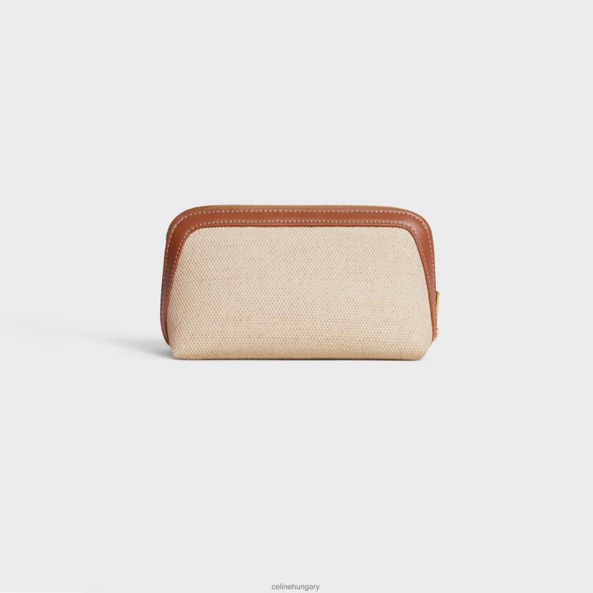 kiegészítők CELINE kis kozmetikai tasak textilből és borjúbőrből természetes/barna férfiak J6P4881579