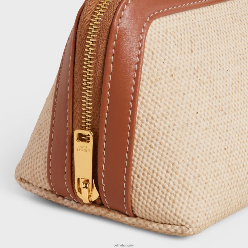 kiegészítők CELINE kis kozmetikai tasak textilből és borjúbőrből természetes/barna férfiak J6P4881579