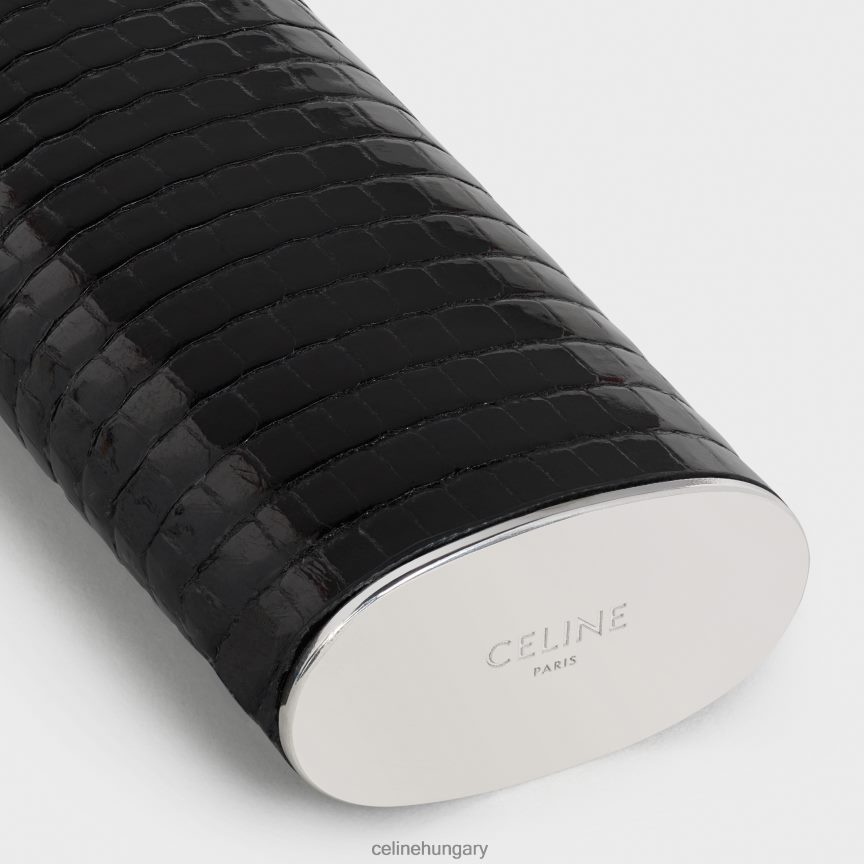 kiegészítők CELINE kis öngyújtó tok sterlingből és gyíkból fekete férfiak J6P4881545