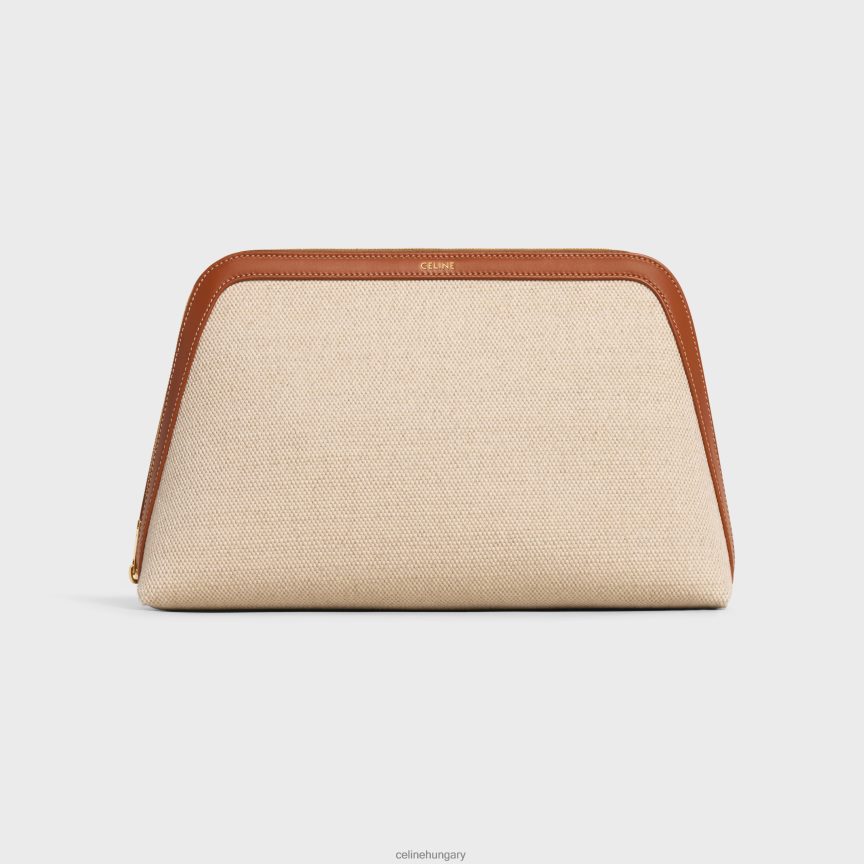 kiegészítők CELINE nagy kozmetikai tasak textilből és borjúbőrből természetes/barna férfiak J6P4881577