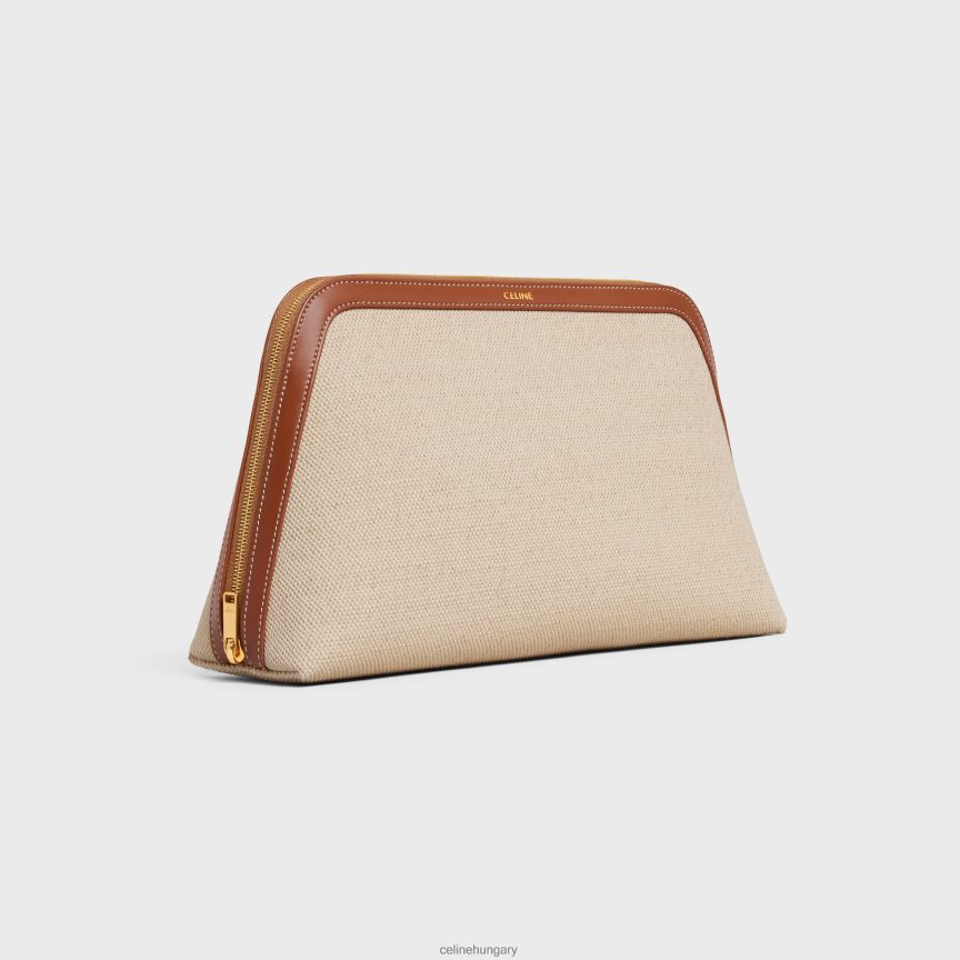 kiegészítők CELINE nagy kozmetikai tasak textilből és borjúbőrből természetes/barna férfiak J6P4881577