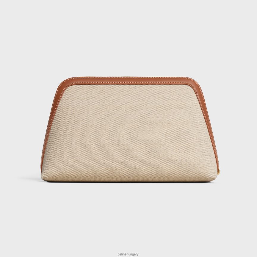 kiegészítők CELINE nagy kozmetikai tasak textilből és borjúbőrből természetes/barna férfiak J6P4881577