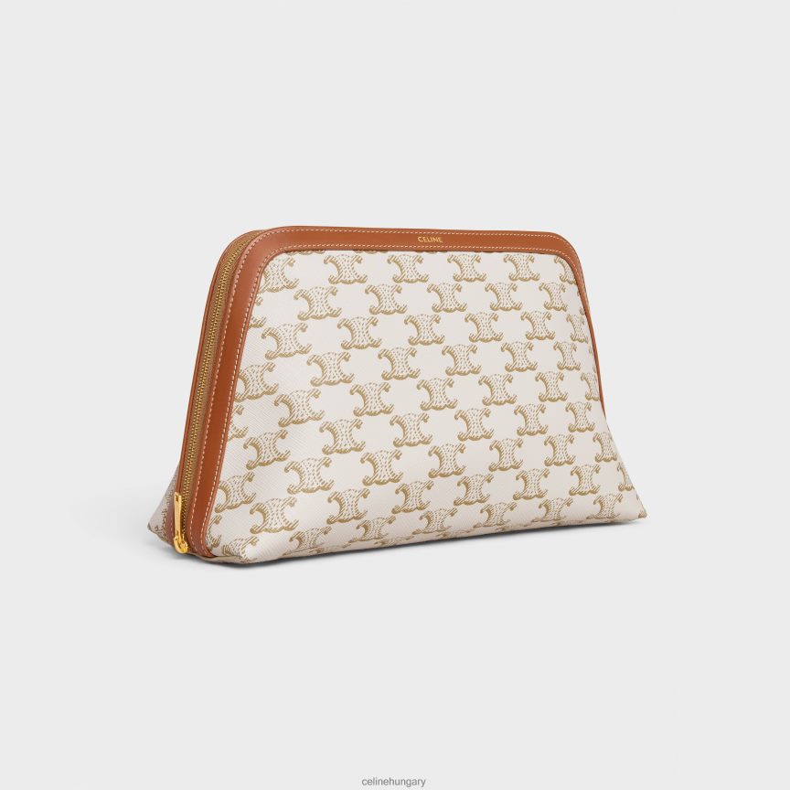 kiegészítők CELINE nagy kozmetikai tasak triumph vászonból és borjúbőrből fehér férfiak J6P4881574