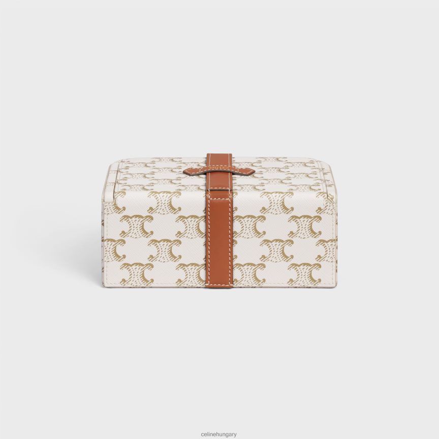 kiegészítők CELINE nagyméretű ékszertok triumph vászonból és borjúbőrből fehér férfiak J6P4881563