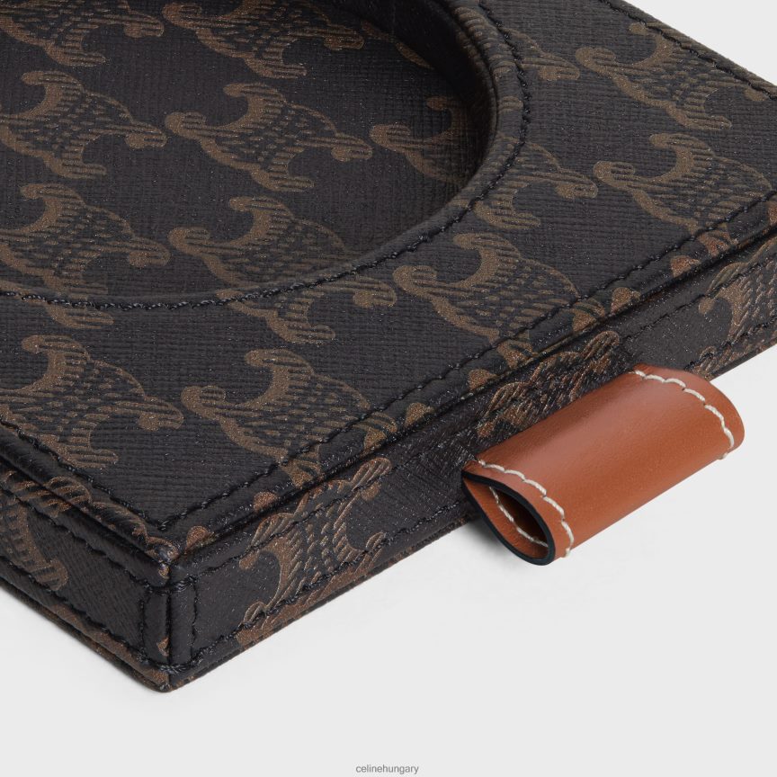 kiegészítők CELINE nappa báránybőr gyertyatartó triumph vászonnyomattal és borjúbőrrel fekete/barna férfiak J6P4881526