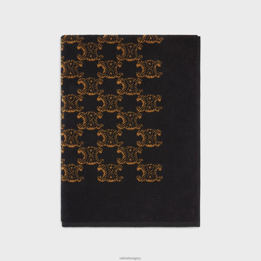kiegészítők CELINE strandtörölköző monogramos frottír pamutból barna/teve férfiak J6P4881689