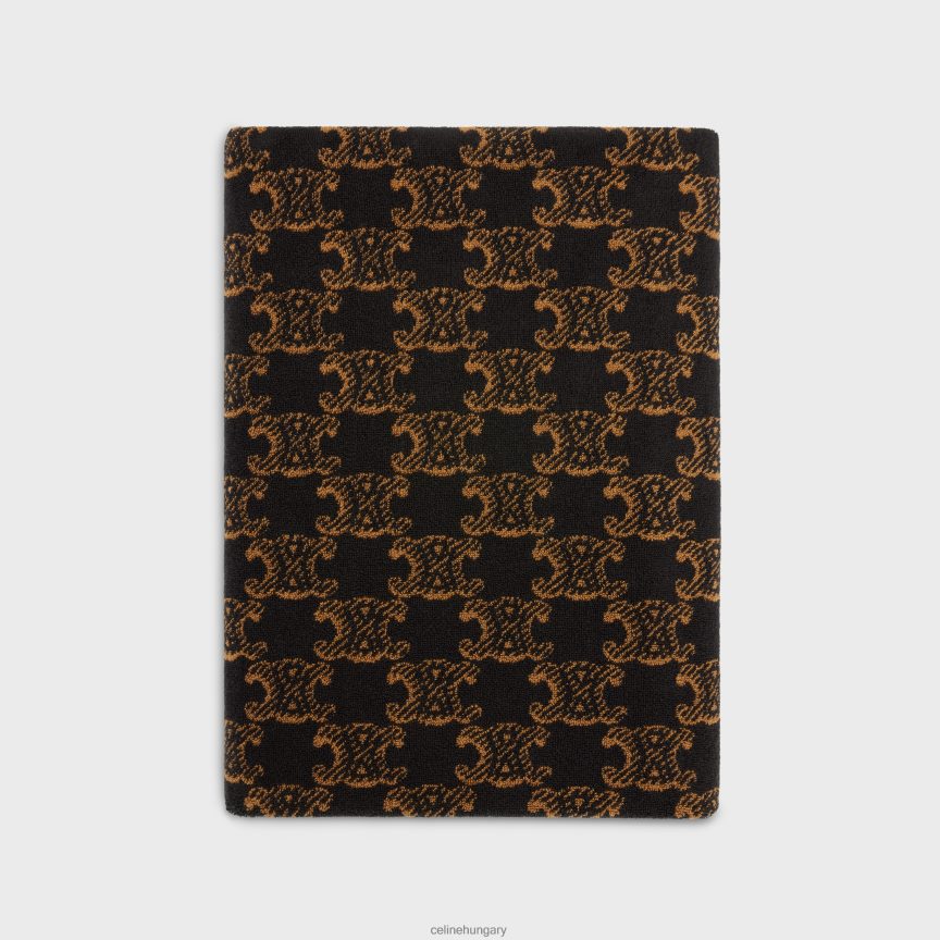 kiegészítők CELINE strandtörölköző monogramos frottír pamutból barna/teve férfiak J6P4881689