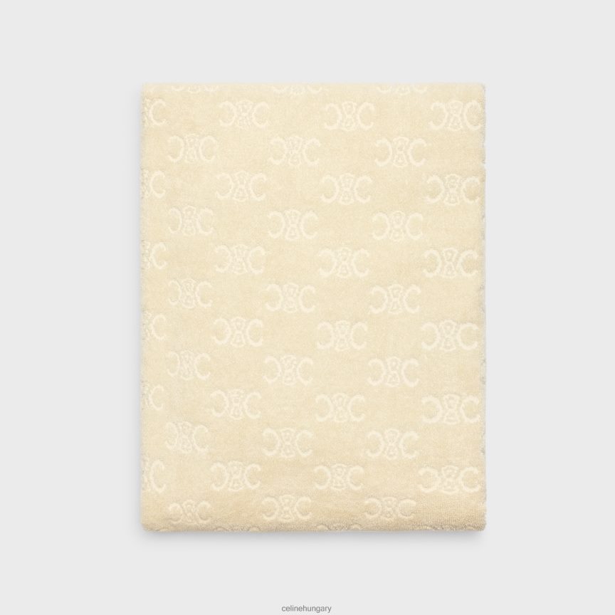 kiegészítők CELINE strandtörölköző monogramos frottír pamutból ekrü férfiak J6P4881691