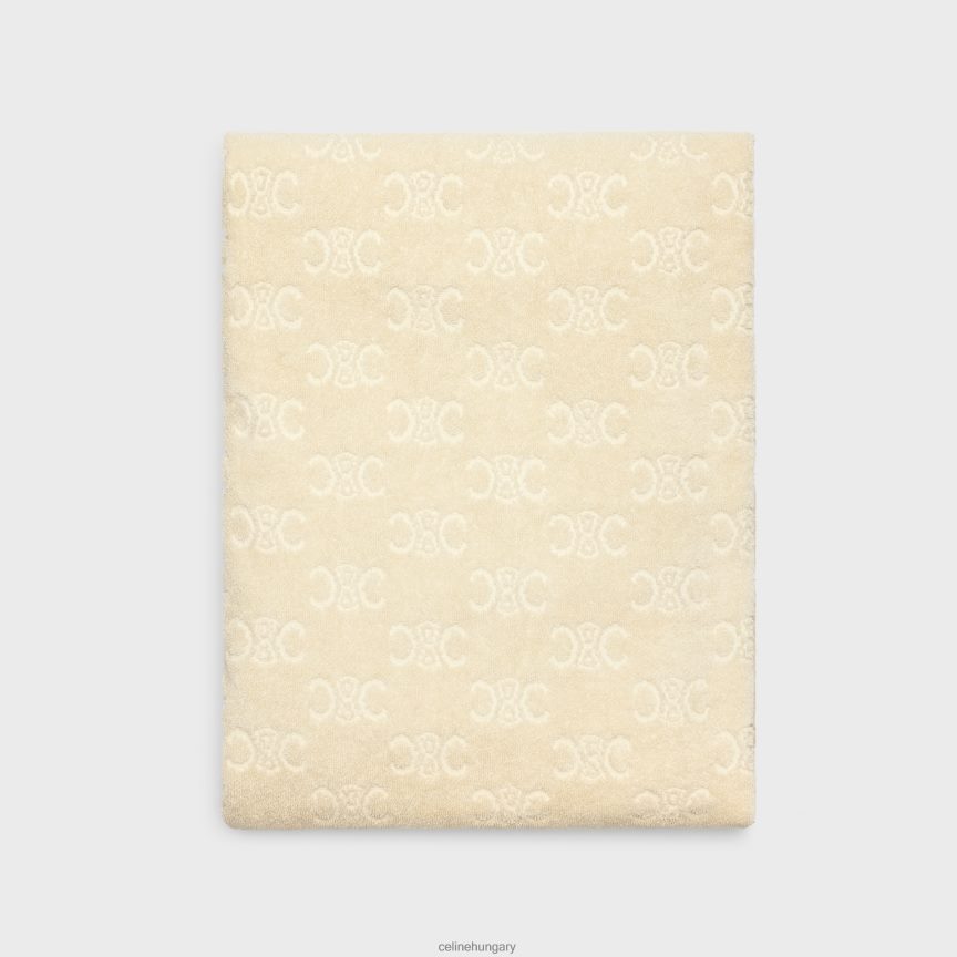 kiegészítők CELINE strandtörölköző monogramos frottír pamutból ekrü férfiak J6P4881691
